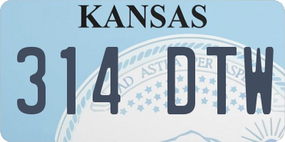 KS license plate 314DTW