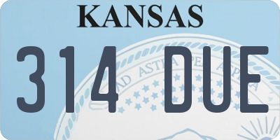 KS license plate 314DUE