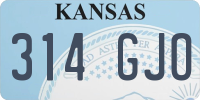 KS license plate 314GJO