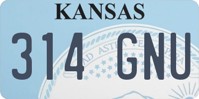 KS license plate 314GNU