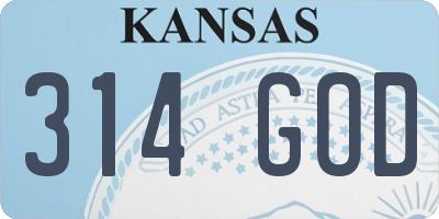 KS license plate 314GOD