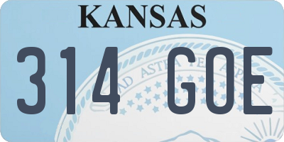 KS license plate 314GOE