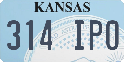 KS license plate 314IPO