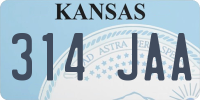 KS license plate 314JAA