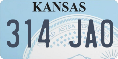 KS license plate 314JAO