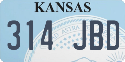 KS license plate 314JBD