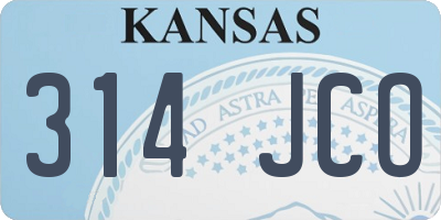 KS license plate 314JCO