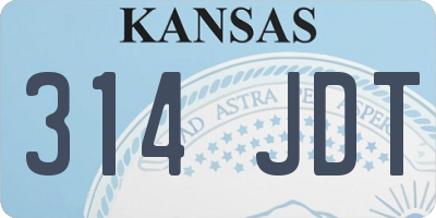 KS license plate 314JDT