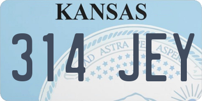 KS license plate 314JEY