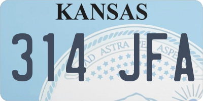 KS license plate 314JFA