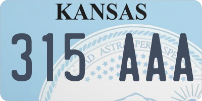 KS license plate 315AAA