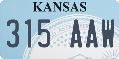 KS license plate 315AAW