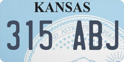 KS license plate 315ABJ