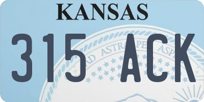 KS license plate 315ACK