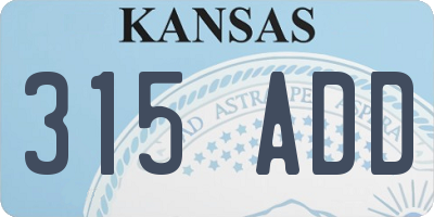 KS license plate 315ADD