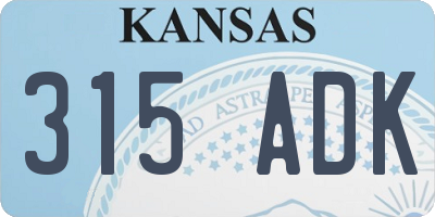 KS license plate 315ADK