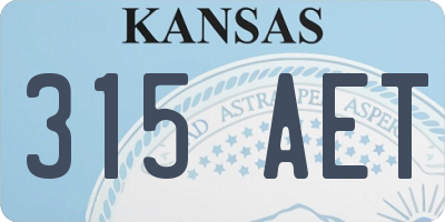 KS license plate 315AET