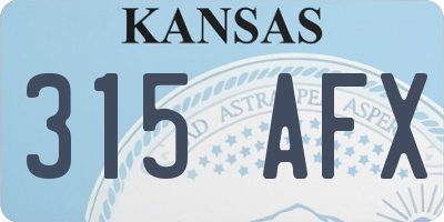 KS license plate 315AFX