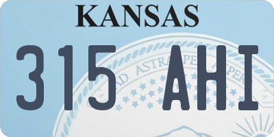 KS license plate 315AHI