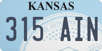 KS license plate 315AIN