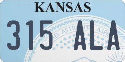 KS license plate 315ALA