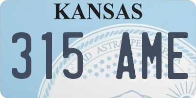 KS license plate 315AME