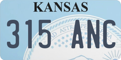 KS license plate 315ANC