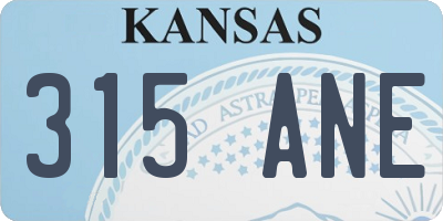 KS license plate 315ANE