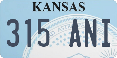 KS license plate 315ANI