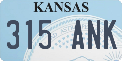 KS license plate 315ANK