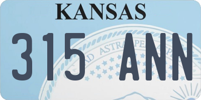 KS license plate 315ANN