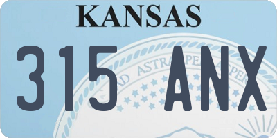 KS license plate 315ANX