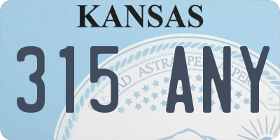 KS license plate 315ANY