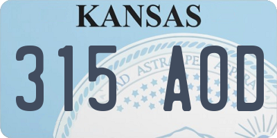 KS license plate 315AOD