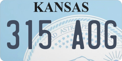 KS license plate 315AOG