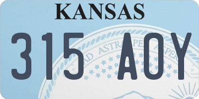 KS license plate 315AOY