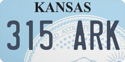 KS license plate 315ARK