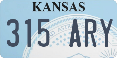 KS license plate 315ARY