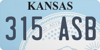 KS license plate 315ASB