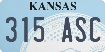 KS license plate 315ASC