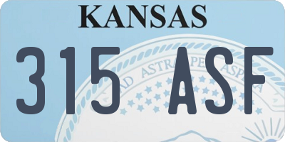 KS license plate 315ASF