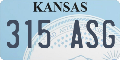 KS license plate 315ASG
