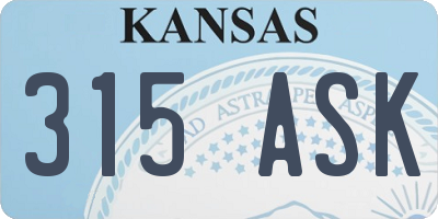 KS license plate 315ASK