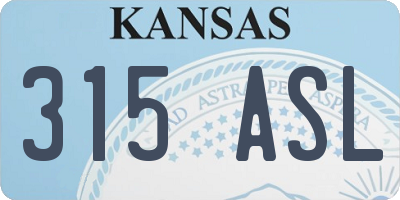 KS license plate 315ASL