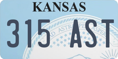 KS license plate 315AST
