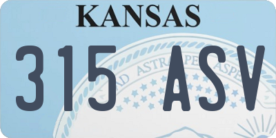 KS license plate 315ASV