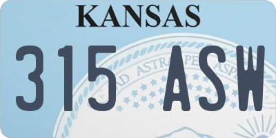 KS license plate 315ASW