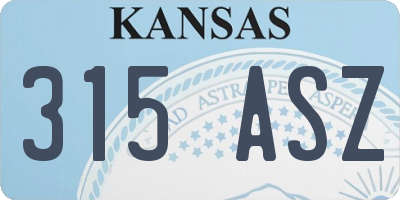 KS license plate 315ASZ