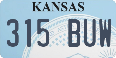 KS license plate 315BUW