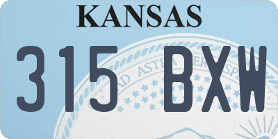 KS license plate 315BXW